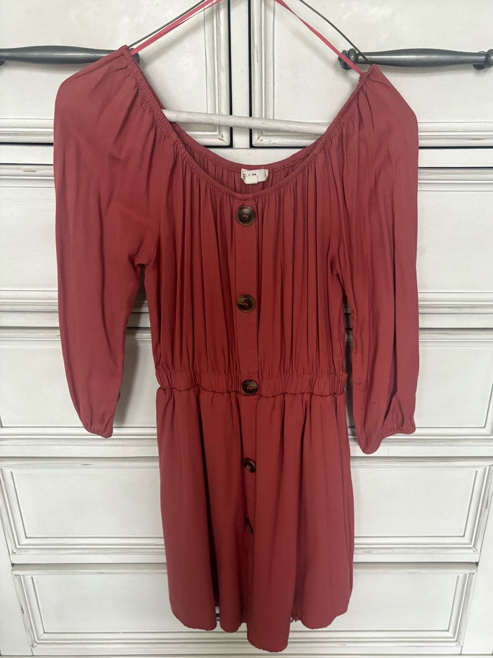 Women’s Button-Front Off-Shoulder Dress